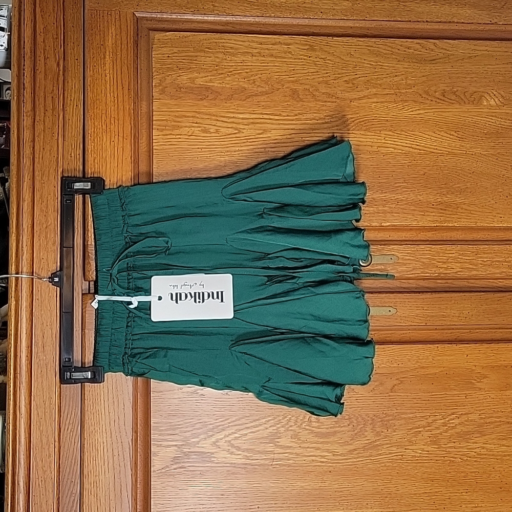 Indikah by Angel biba Forest Green Ruffle Skirt, Size XS